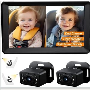 Brand NEW Dual Channel 7 Inch HD1080P Baby Car Camera System - Black